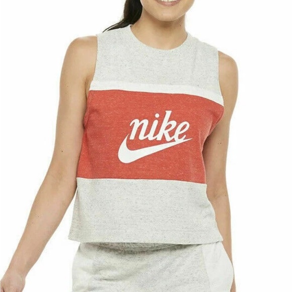 Nike Sportswear Women's Grey/Red Varsity HBR Tank (CJ3709-050) Size XL - Picture 1 of 7